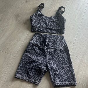 Leopard Print Sports Bra and Shorts Set